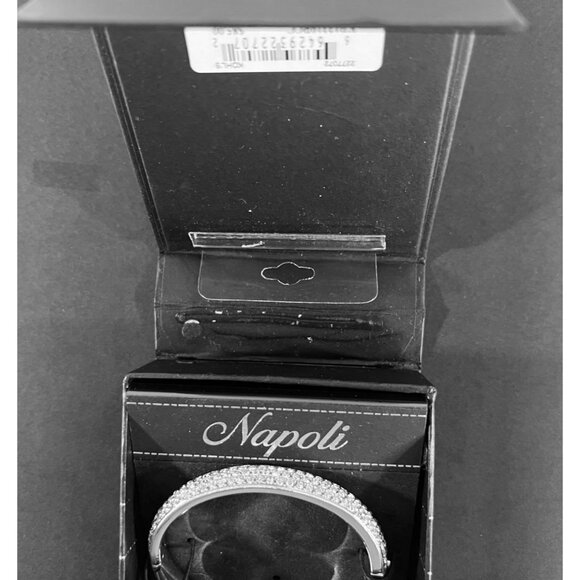 Napoli Womens Rhinestone Bangle Bracelet 2.5" Hinged Statement Holiday glitter - Picture 6 of 11